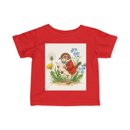 🐦📜 The Little Meadow Songbird Infant Fine Jersey Tee – Whimsical Woodland Charm
