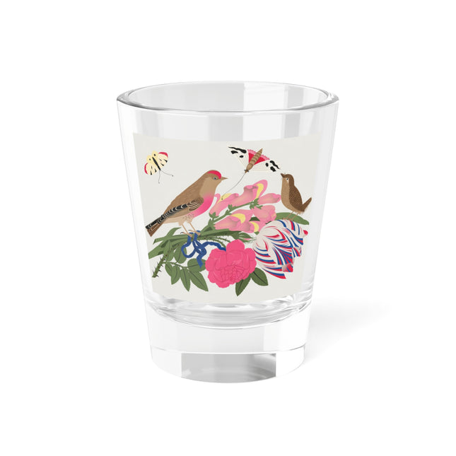 Pink-Breasted Bird & Wren Shot Glass – Spring Harmony & Delicate Beauty
