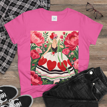 ❤️🌸 The Heart Garden Cotton Tee – Art Deco Floral Romance