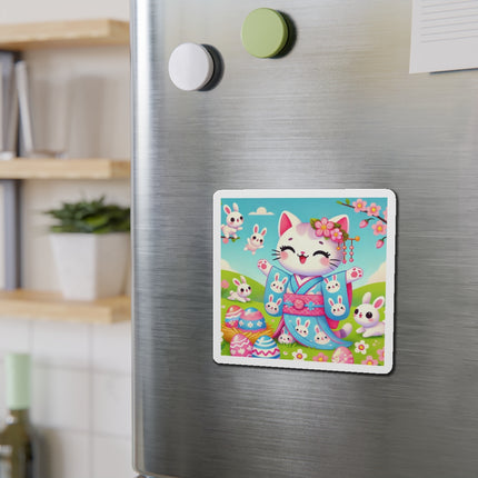 Springtime Kitten’s Easter Joy Die-Cut Magnets (5 Sizes)