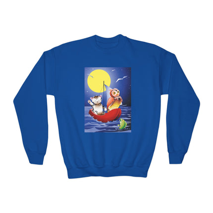 Embarking on a Moonlit Journey Youth Crewneck Sweatshirt – Whimsical Ocean Adventure
