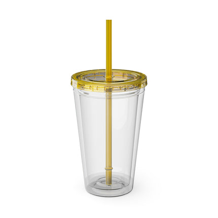 Geisha Kitten by the Seaside Sunsplash Tumbler with Straw, 16oz