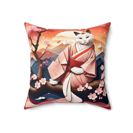 Japanese Bobtail's Repose Spun Polyester Square Pillow