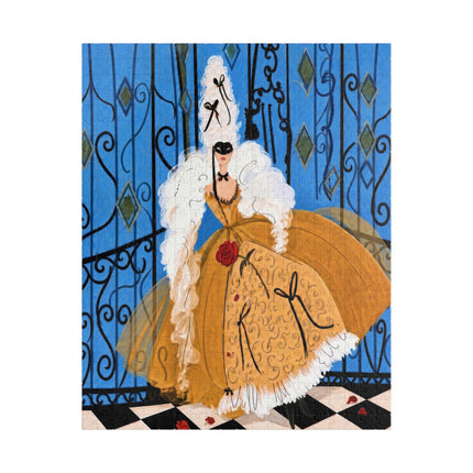 🎭🌹 The Lady At The Masquerade Gates Puzzle – Art Deco Fashion Illustration