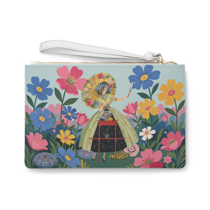 🌸🪞 The Floral Parasol Reflection Clutch Bag – Art Deco Garden Fantasy