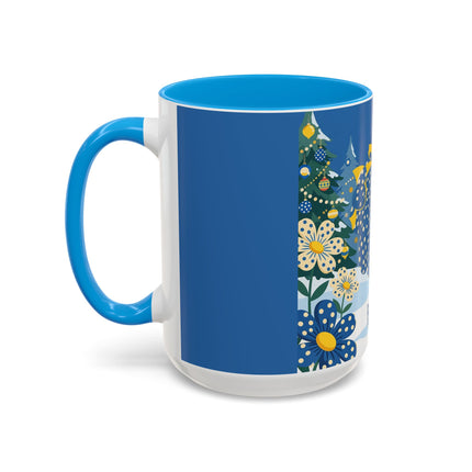 💙🌼 The Bluebell Christmas Promenade Colorful Mug – Art Deco Holiday Fantasy