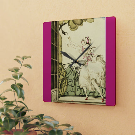 Sur talons rouges (On Red Heels) pl 02 by Gerda Wegener Acrylic Wall Clock, Round and Square