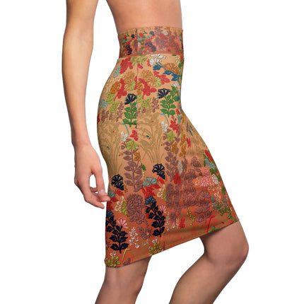 Japanese Fan Flower Pattern by G.A. Audsley Women's Pencil Skirt (AOP)