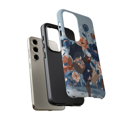 ☂️🌺 The Lady Of The Traveling Garden Phone Case – Art Deco Floral Adventure