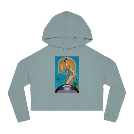 March & Aquamarine (Gem Series) by Sofia Chiostri Women’s Cropped Hooded Sweatshirt
