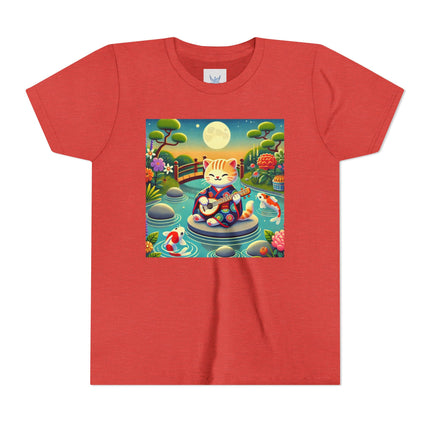 Melodic Kitten by the Koi Pond Youth Short Sleeve Tee