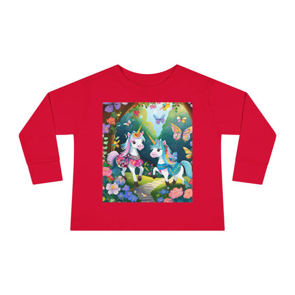 Baby Unicorns and Fluttering Butterflies Toddler Long Sleeve Tee