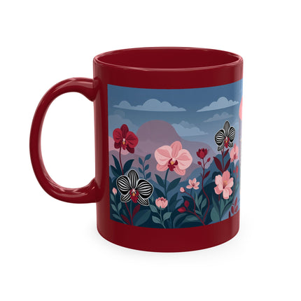 🖤🌸 The Lady Of The Striped Orchid Garden Ceramic Mug – Art Deco Fashion Elegance