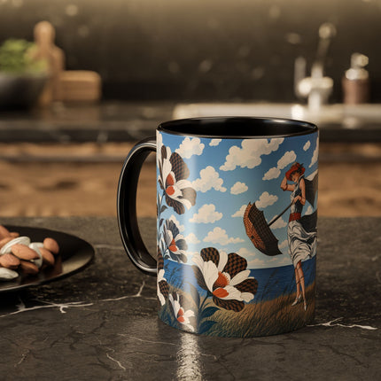 🌊🌼 The Windswept Seaside Promenade Colorful Mug – Art Deco Coastal Elegance