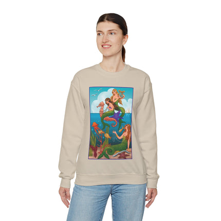 Three Mermaids with Strings of Pearls by Carlo Chiostri Heavy Blend™ Crewneck Sweatshirt