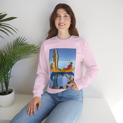 Le long du Missouri (Indian couple on the Missouri River) by George Barbier Heavy Blend™ Crewneck Sweatshirt