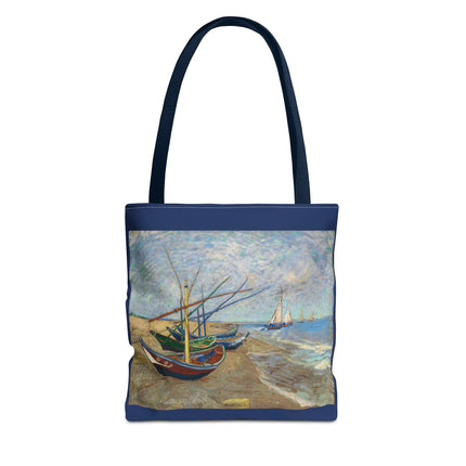 Fishing Boats on the Beach at Saintes-Maries by Vincent Van Gogh Tote Bag (AOP)
