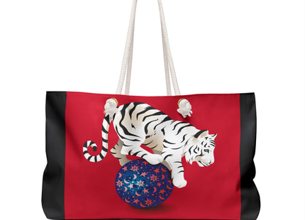 Majestic White Tiger on a Celestial Journey Weekender Bag