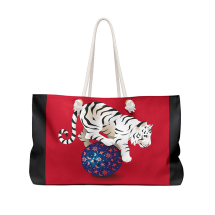 Majestic White Tiger on a Celestial Journey Weekender Bag