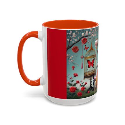 Reading in a Painted Garden Colorful Mugs (11oz, 15oz)