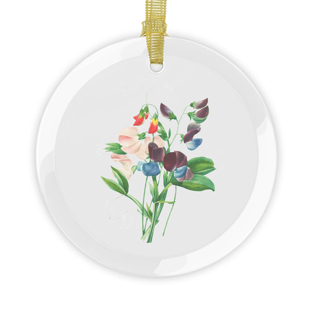 Sweet Pea botanical illustration by Pierre-Joseph Redouté Glass Ornament