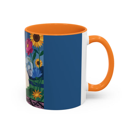 The Lady Of The Golden Parasol Colorful Mugs – Art Deco Botanical Elegance