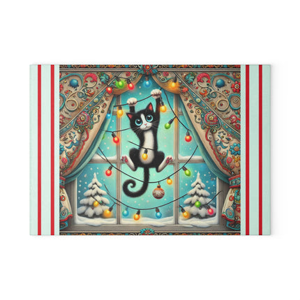 Mischief in Tinselland Glass Cutting Board