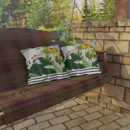 Clerodendrum & Rudbeckia Flower by Tanigami Kônan Outdoor Pillows