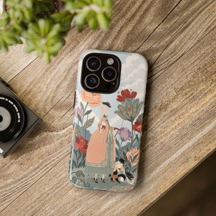 🌹🐈 The Lady And Puss In Boots Phone Case – Art Deco Floral Whimsy