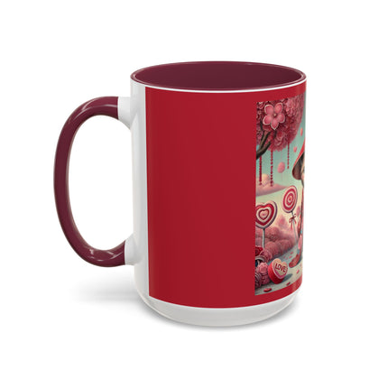 Whimsical Geisha Kitten in a Valentine Garden Colorful Mugs (11oz, 15oz)