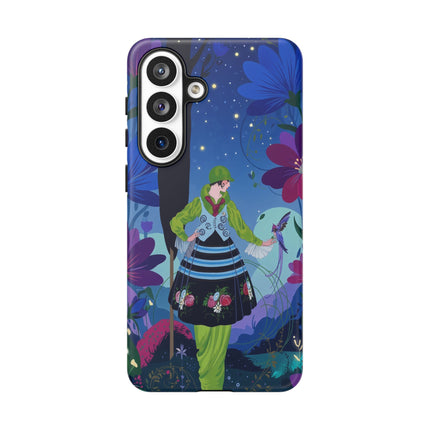 🌸🐦 The Lady Of The Midnight Bird Garden Phone Case – Art Deco Floral Fantasy