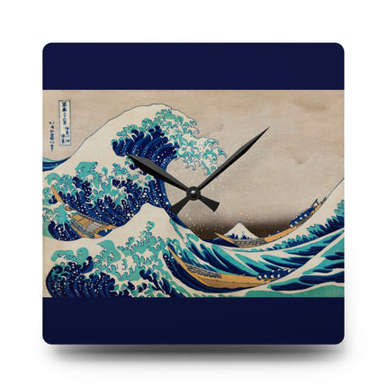 The Great Wave off Kanagawa by Katsushika Hokusai Acrylic Wall Clock, Round and Square