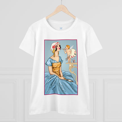 The Enchanting Painter: A Fairy's Artistic Touch Ceramic Women's Midweight Cotton Tee