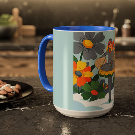 ❄️🌼 The Winter Flower Wanderer Colorful Mug – Colorful Art Deco Snow Fantasy