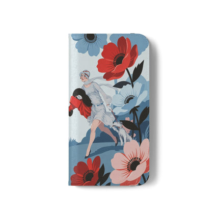 🌺🐕 The Lady Of The Flower Walk Flip Case – Art Deco Garden Stroll