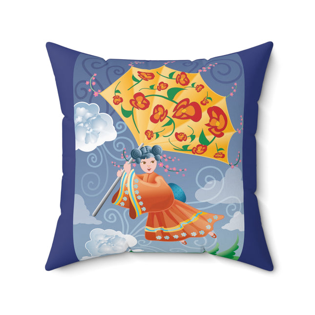 Flight of Blossoms Spun Polyester Square Pillow