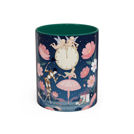 🕛🌸 Midnight Waltz Before Christmas Colorful Mug – Art Deco Holiday Fantasy