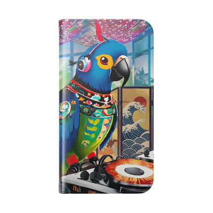 🎧🦜 Parrot DJ Flip Case – Neon Beats & Cyber Groove