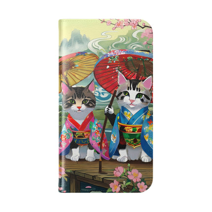 🌸🐱 Kimono Kitties Flip Case – Whimsical Elegance & Storybook Charm