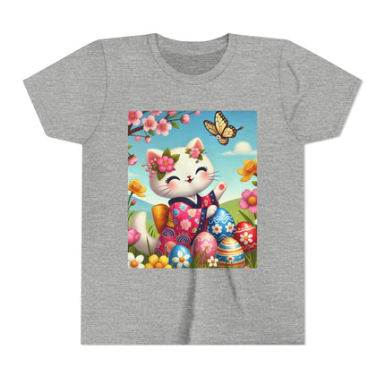 Easter Kitten and Painted Eggs Youth Short Sleeve Tee