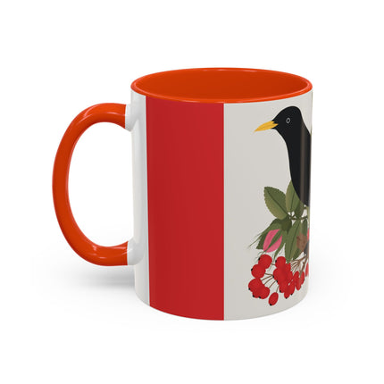 Blackbird & Rose Colorful Mugs – Timeless Elegance & Nature's Harmony