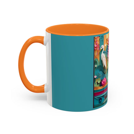 Elegant Egret Oasis Colorful Mugs (11oz, 15oz)