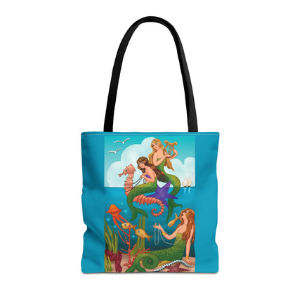 Three Mermaids with Strings of Pearls by Carlo Chiostri Tote Bag (AOP)