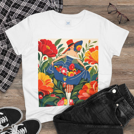 🌺🎩 The Grand Flower Market Cotton Tee – Art Deco Floral Fashion