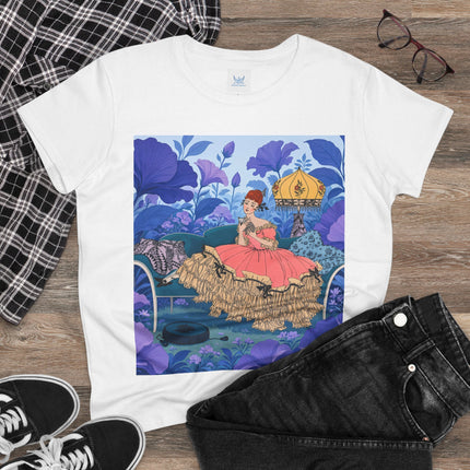 🌸🛋️ The Enchanted Garden Repose Cotton Tee – Art Deco Floral Whimsy