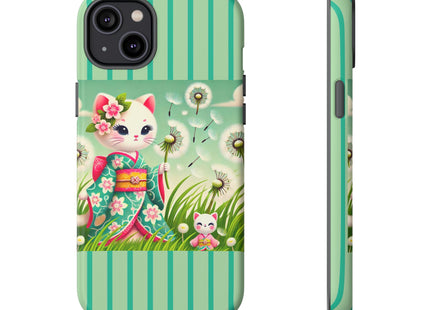 Geisha Kitten and the Dandelion Phone Cases