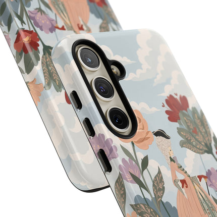 🌹🐈 The Lady And Puss In Boots Phone Case – Art Deco Floral Whimsy