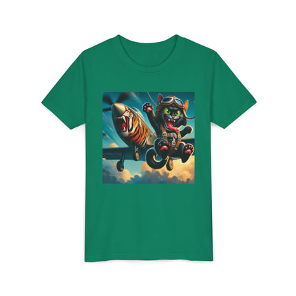 Parachuting Cat Commando Youth Short Sleeve Tee