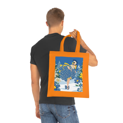 💙🎄 The Bluebell Christmas Promenade Cotton Tote Bag – Art Deco Holiday Elegance