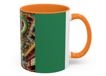 Tibetan Dragon Over Kabuki Duel Colorful Mugs (11oz, 15oz)